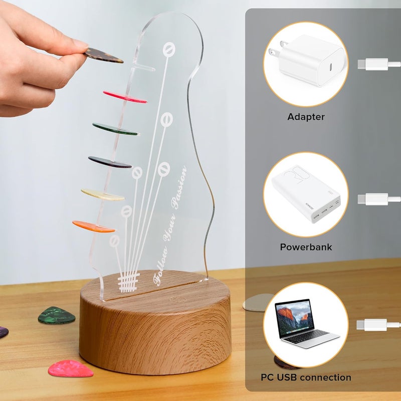 VGJ Light Up Guitar Pick Holder, Acrylic Guitar Pick Display,16-Color Luminous Pick Storage Rack,For Acoustic Electric Bass Ukulele Violin, Gift For Music Lovers Guitar Players - Image 3